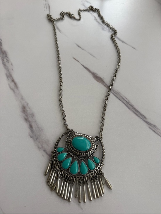 Jewelry - Turquoise Teardrop Silver Pendant Necklace - Women Jewelry